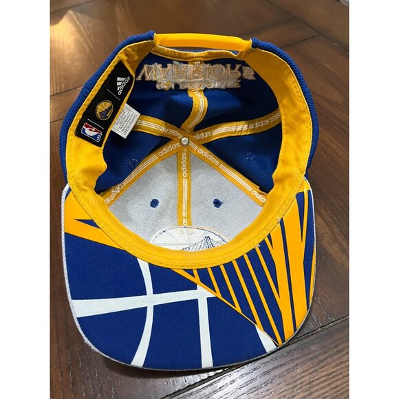 Adidas Golden State Warriors Flat Brim Blue Snapback Hat Cap NBA One Size Flat - Picture 5 of 7